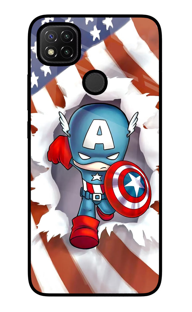 Captain America Redmi 9 Glass Case