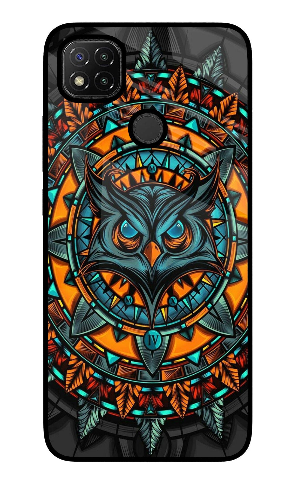 Angry Owl Art Redmi 9 Glass Case