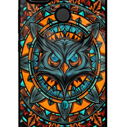 Angry Owl Art Redmi 9 Glass Case Back Cover by Casekaro