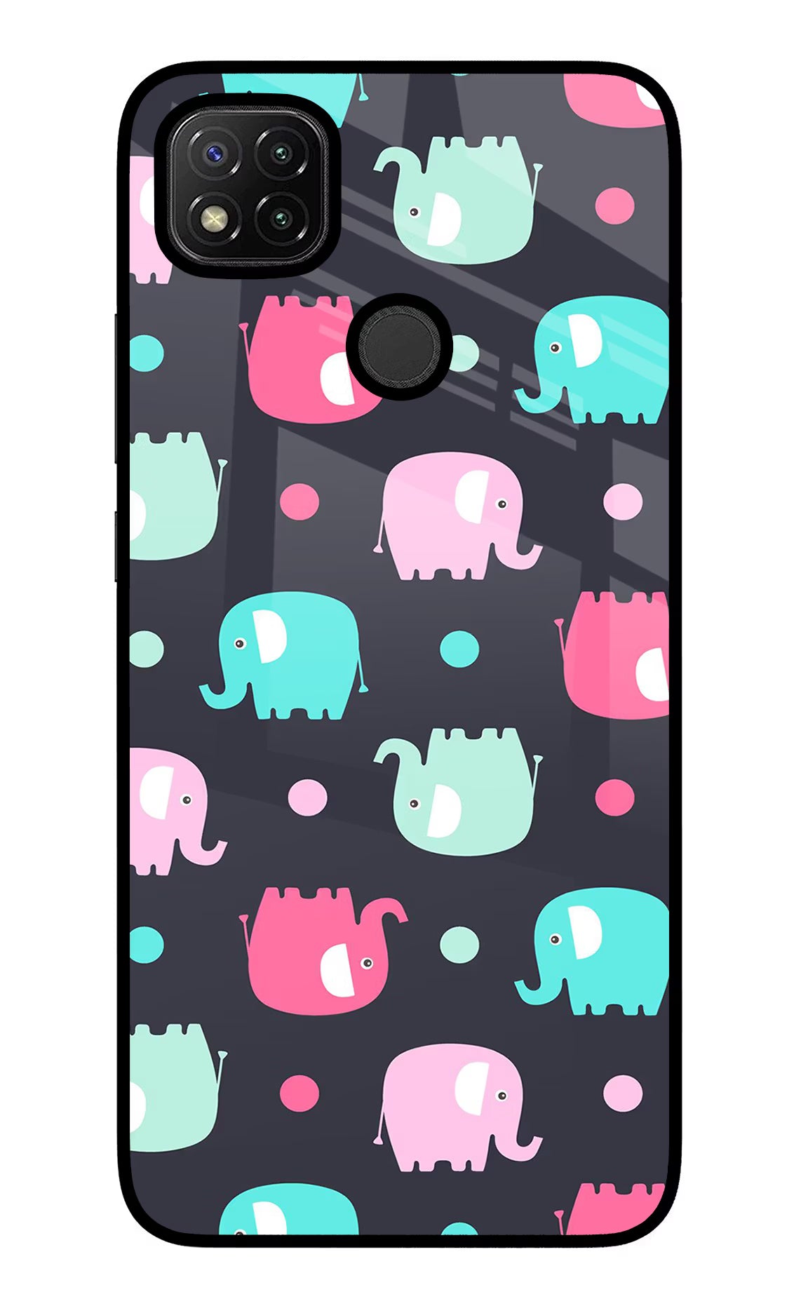 Elephants Redmi 9 Glass Case Back Cover by Casekaro