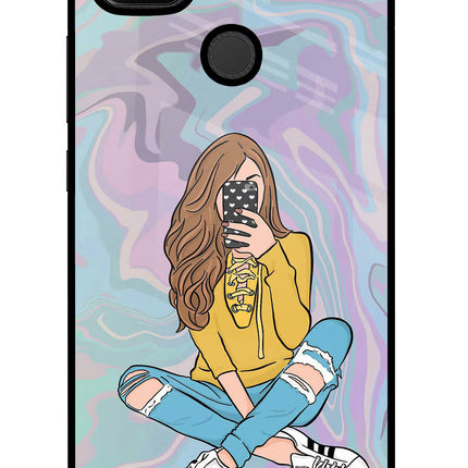 Selfie Girl Redmi 9 Glass Case