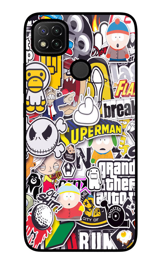 Sticker Bomb Redmi 9 Glass Case