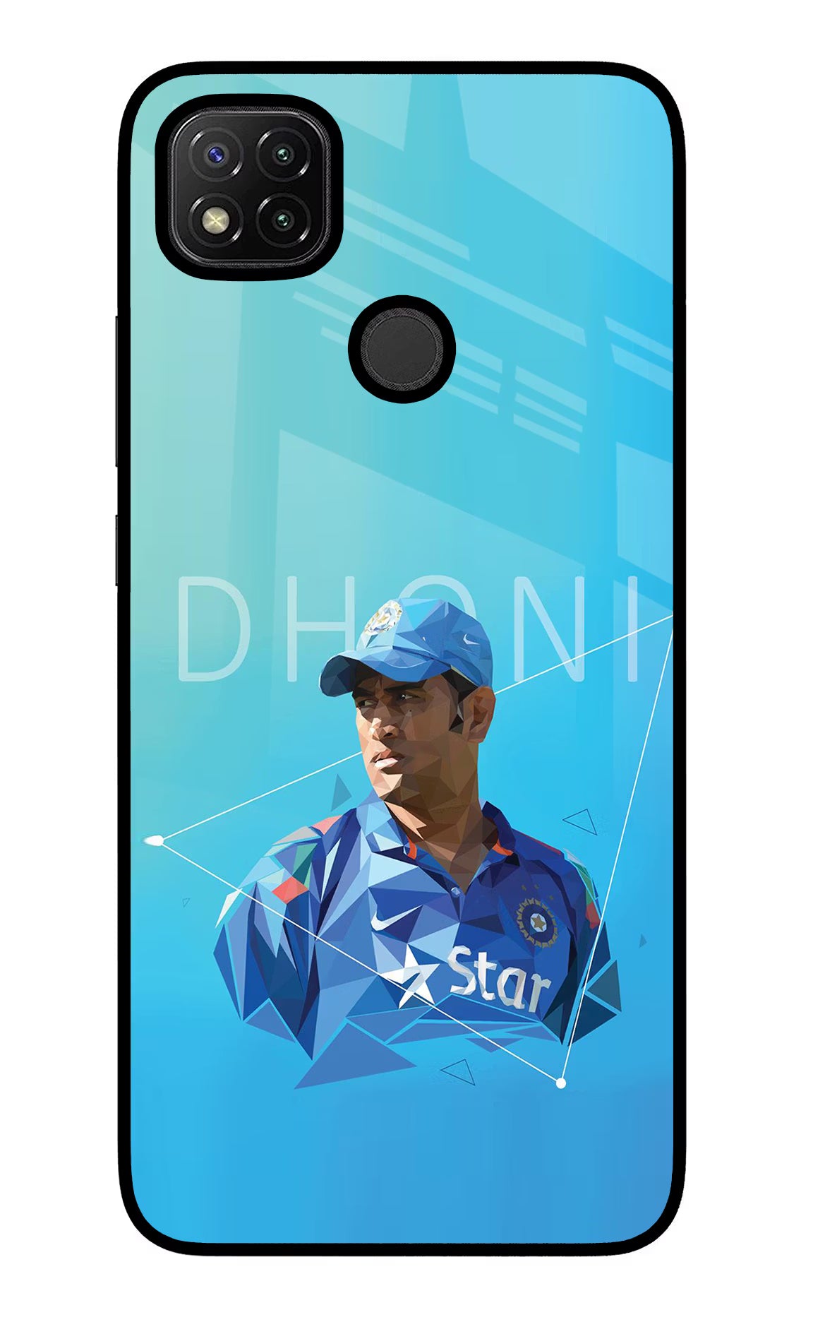 Dhoni Artwork Redmi 9 Glass Case