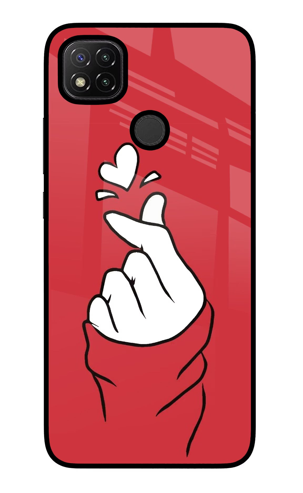 Korean Love Sign Redmi 9 Glass Case Back Cover by Casekaro