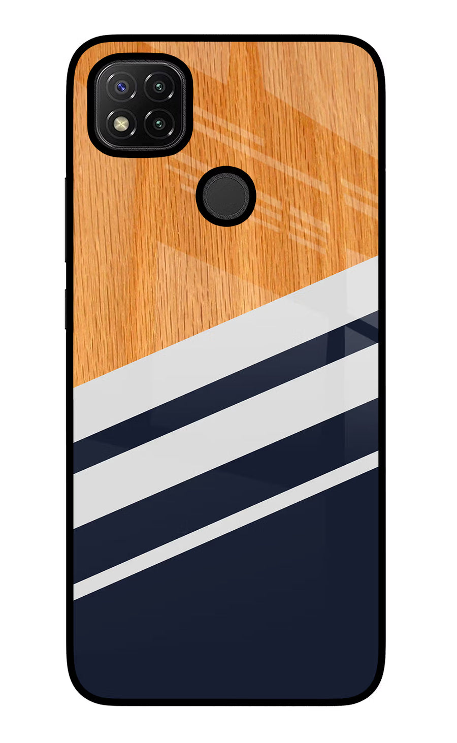 Blue and white wooden Redmi 9 Back Cover, Glass case