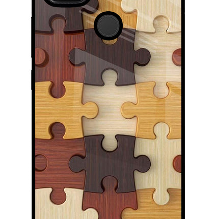 Wooden Puzzle Redmi 9 Glass Case