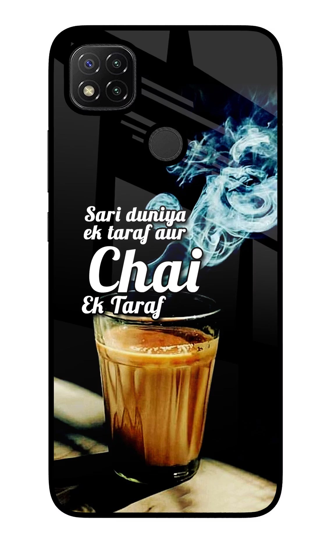Chai Ek Taraf Quote Redmi 9 Glass Case Back Cover by Casekaro