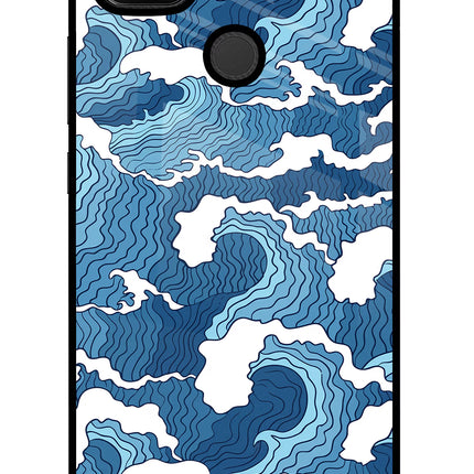 Blue Waves Redmi 9 Glass Case