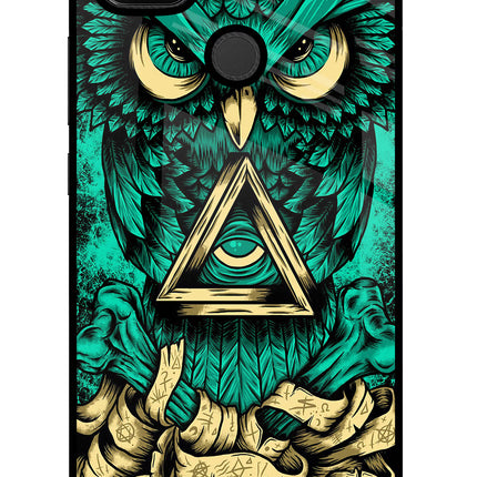 Green Owl Redmi 9 Glass Case