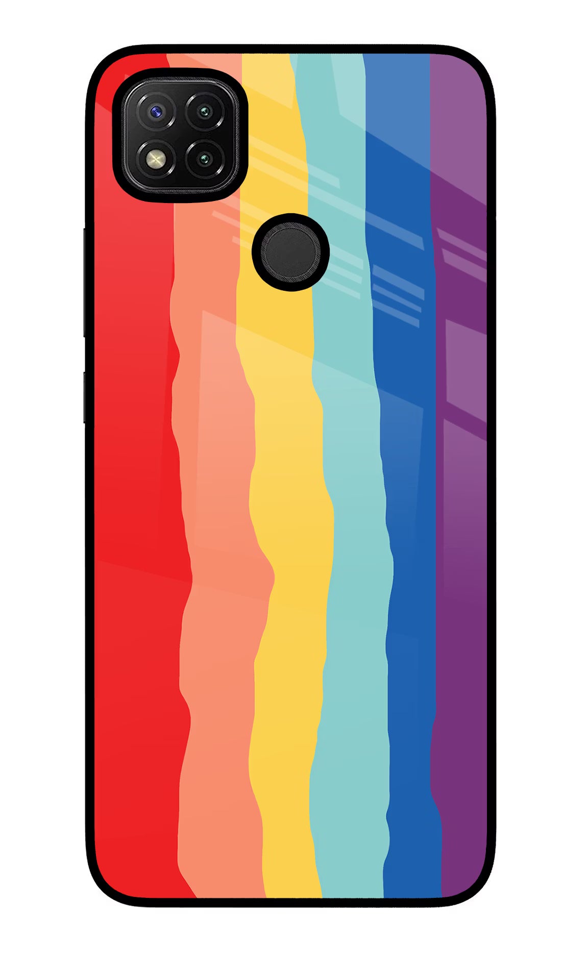 Rainbow Redmi 9 Glass Case Back Cover by Casekaro