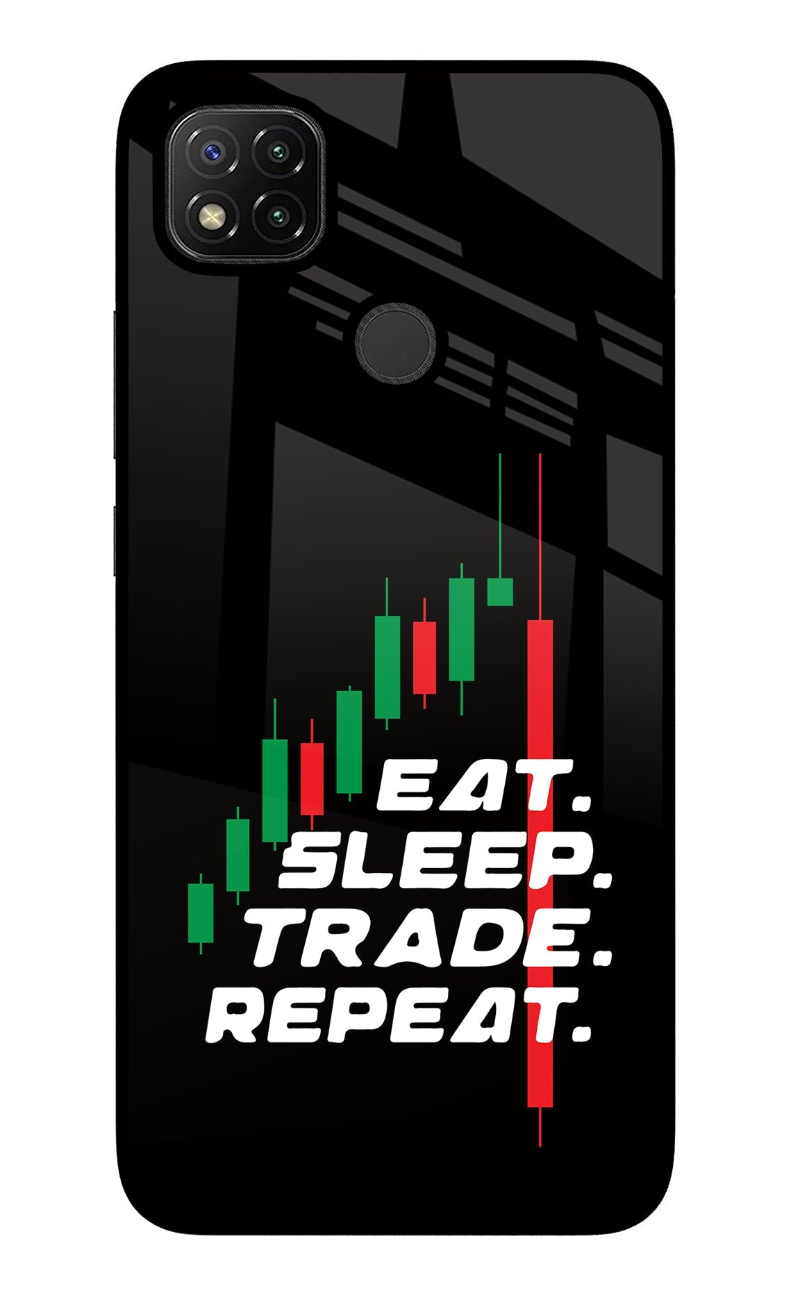 Eat Sleep Trade Repeat Redmi 9 Glass Case