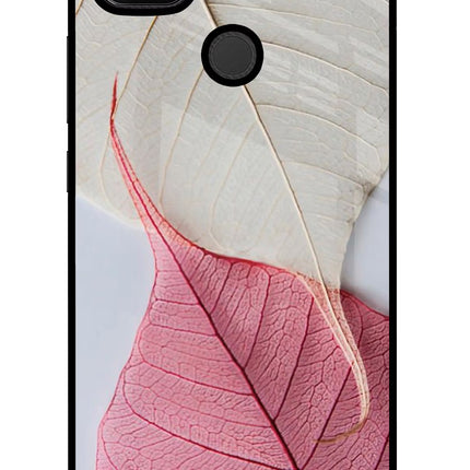 White Pink Leaf Redmi 9 Glass Case