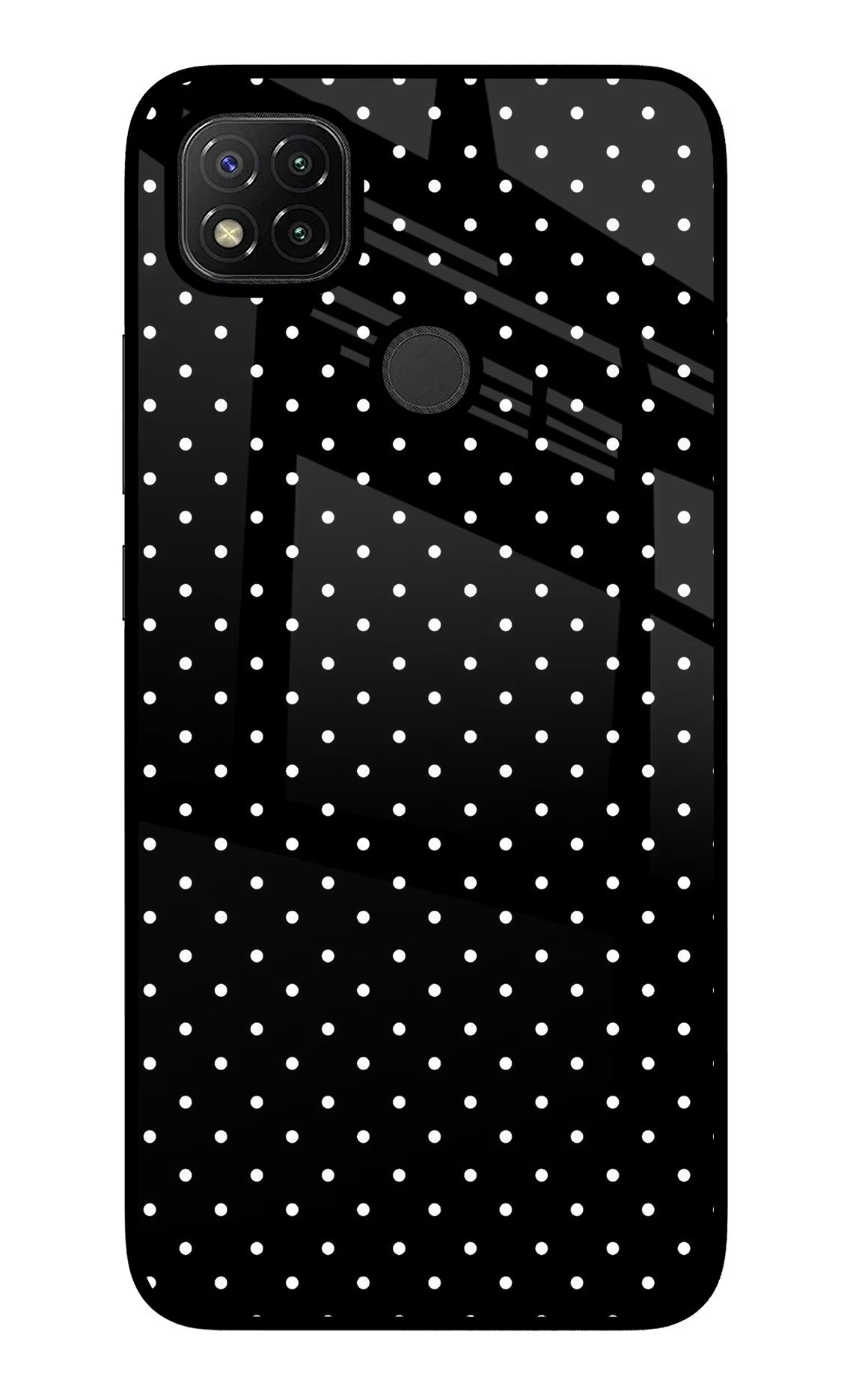 White Dots Redmi 9 Glass Case Back Cover by Casekaro
