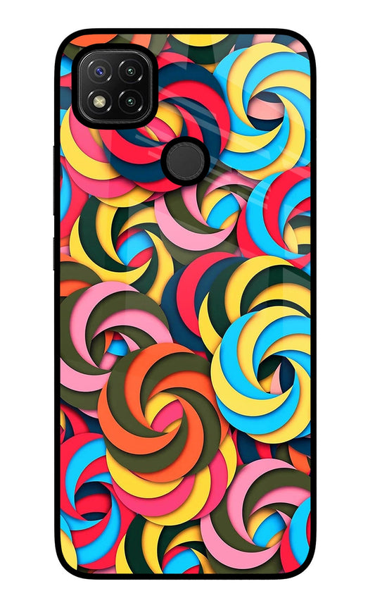 Spiral Pattern Redmi 9 Glass Case