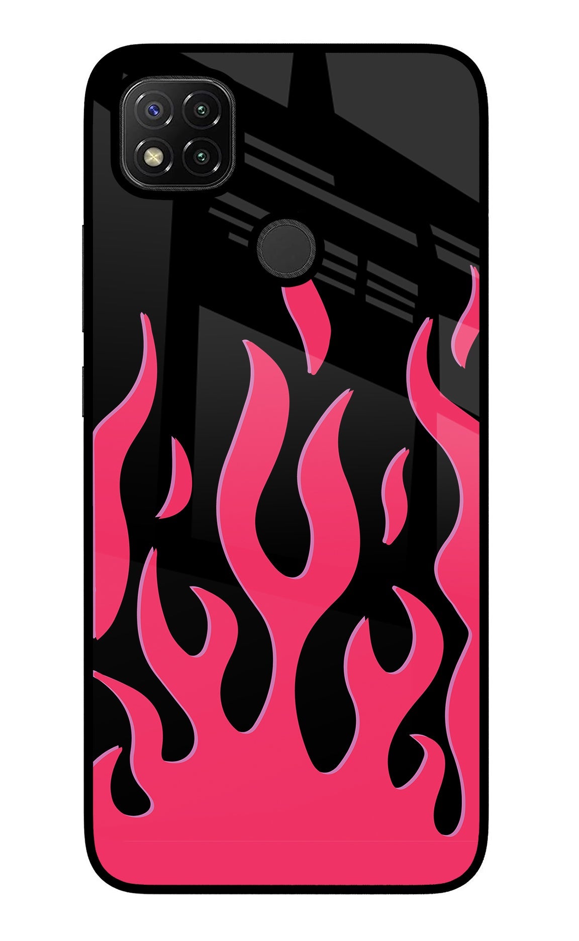 Fire Flames Redmi 9 Glass Case