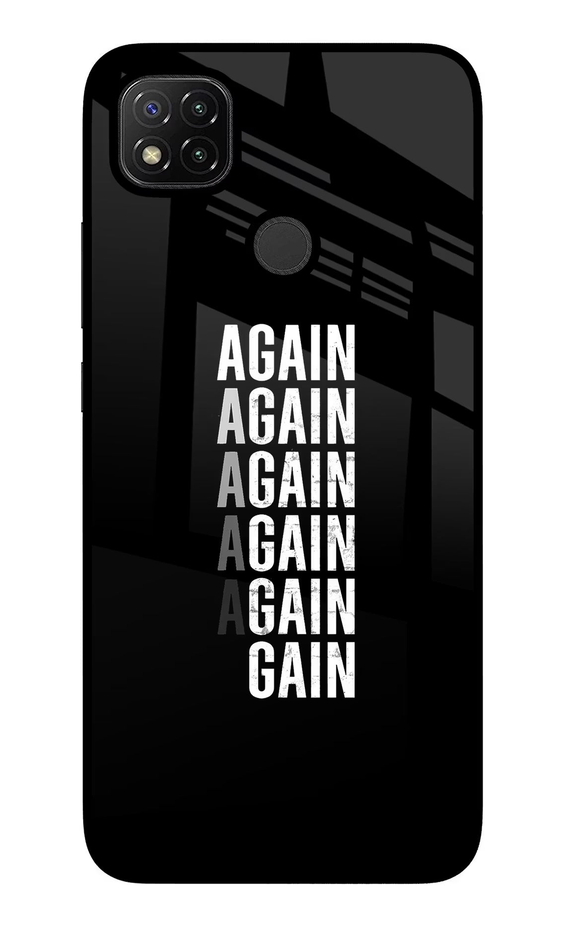 Again Again Gain Redmi 9 Glass Case Back Cover by Casekaro