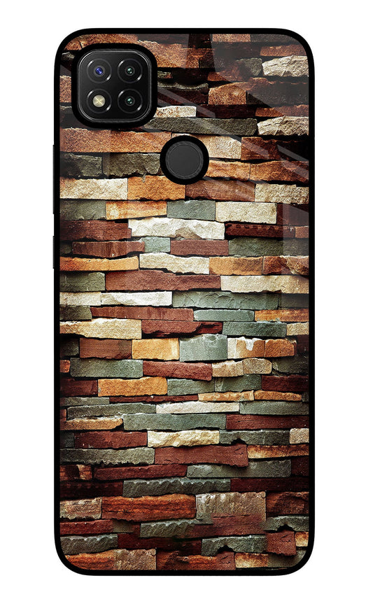 Bricks Pattern Redmi 9 Glass Case