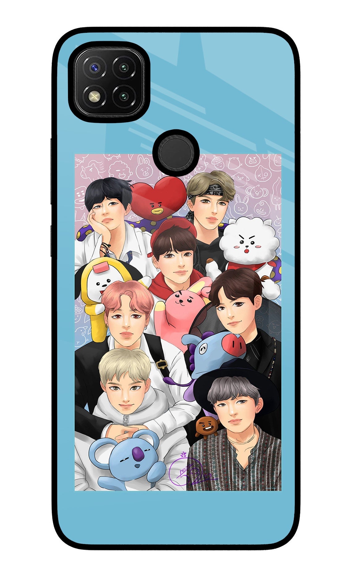 BTS with animals Redmi 9 Glass Case