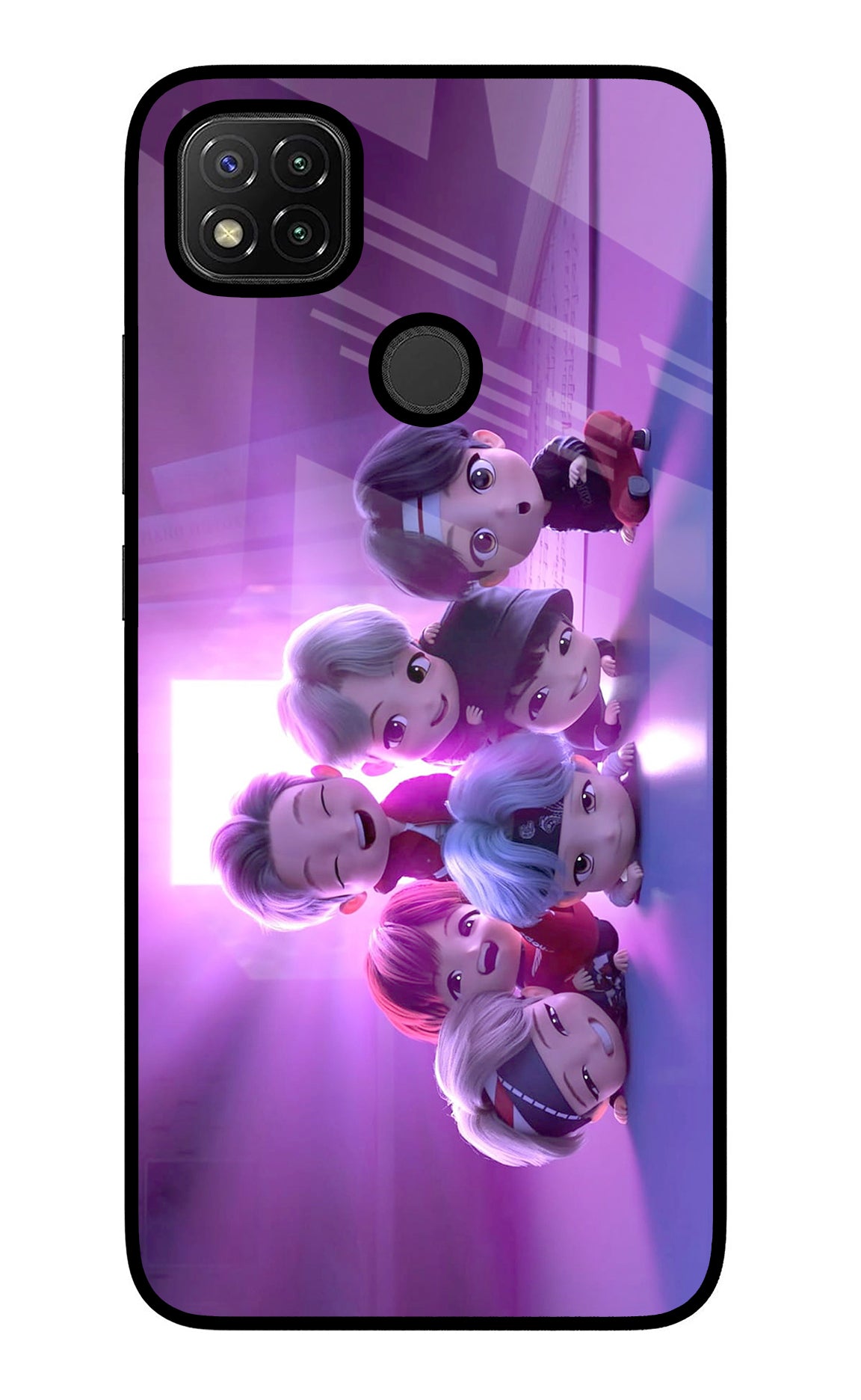 BTS Chibi Redmi 9 Glass Case