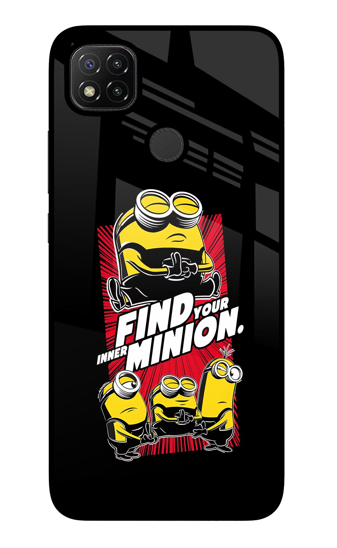 Find your inner Minion Redmi 9 Glass Case Back Cover by Casekaro