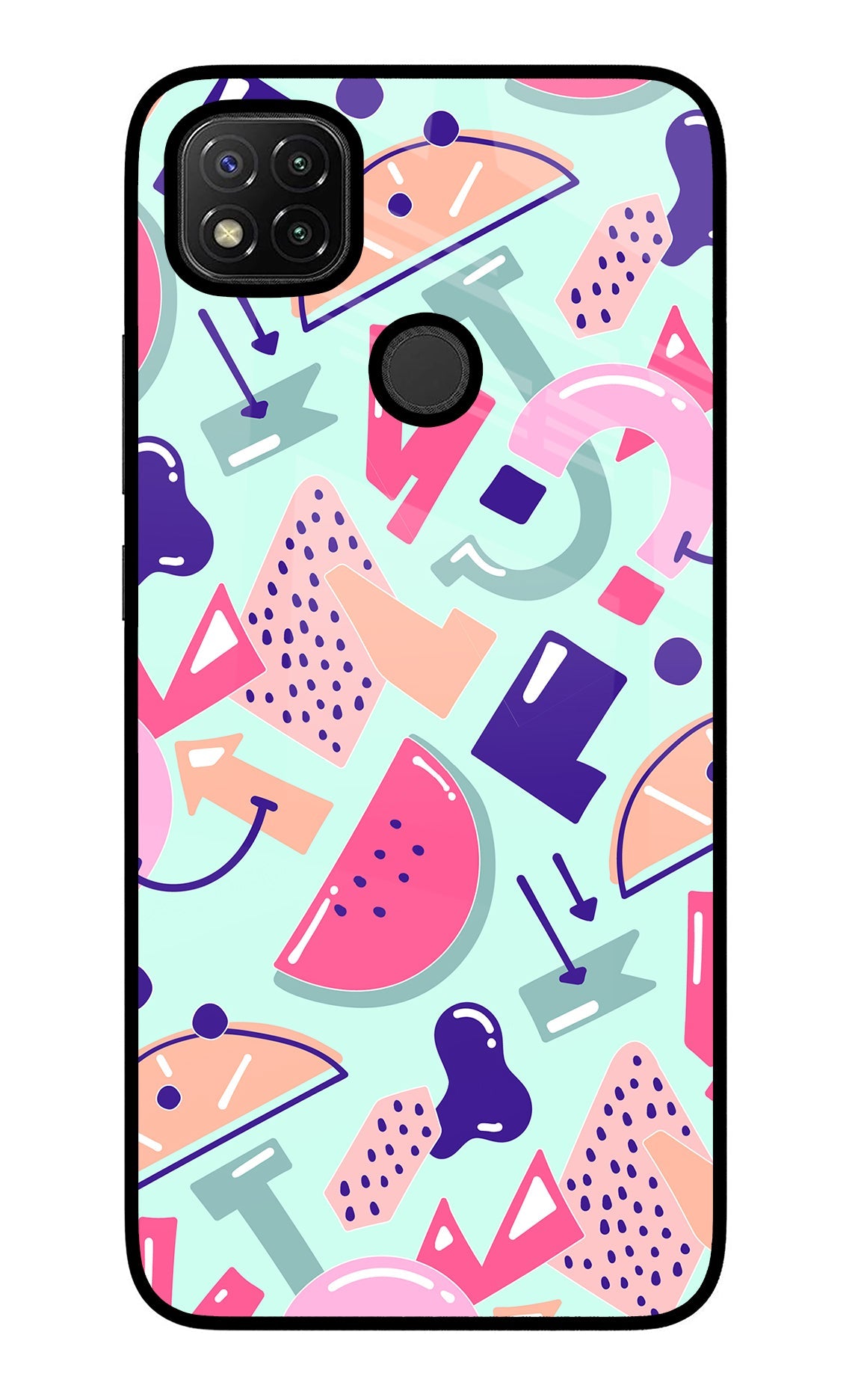 Doodle Pattern Redmi 9 Glass Case