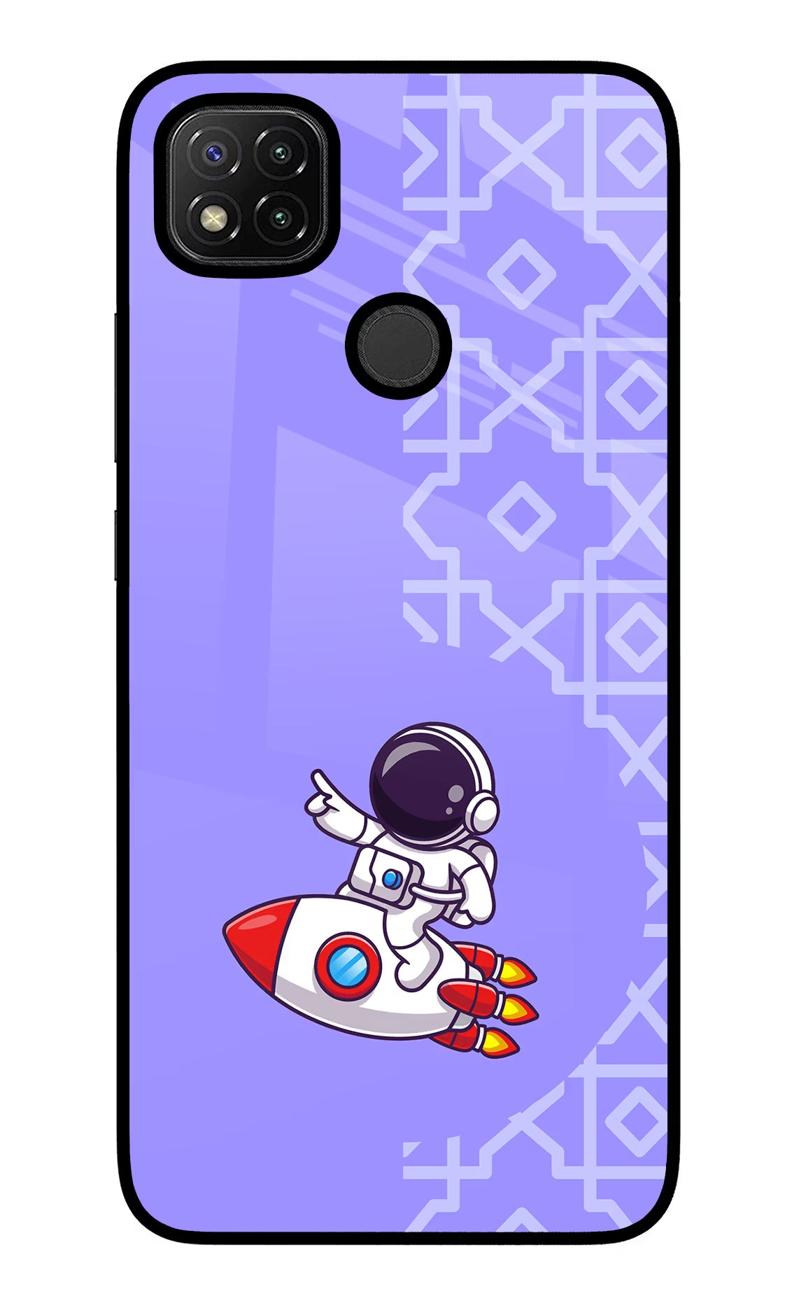Cute Astronaut Redmi 9 Glass Case Back Cover by Casekaro