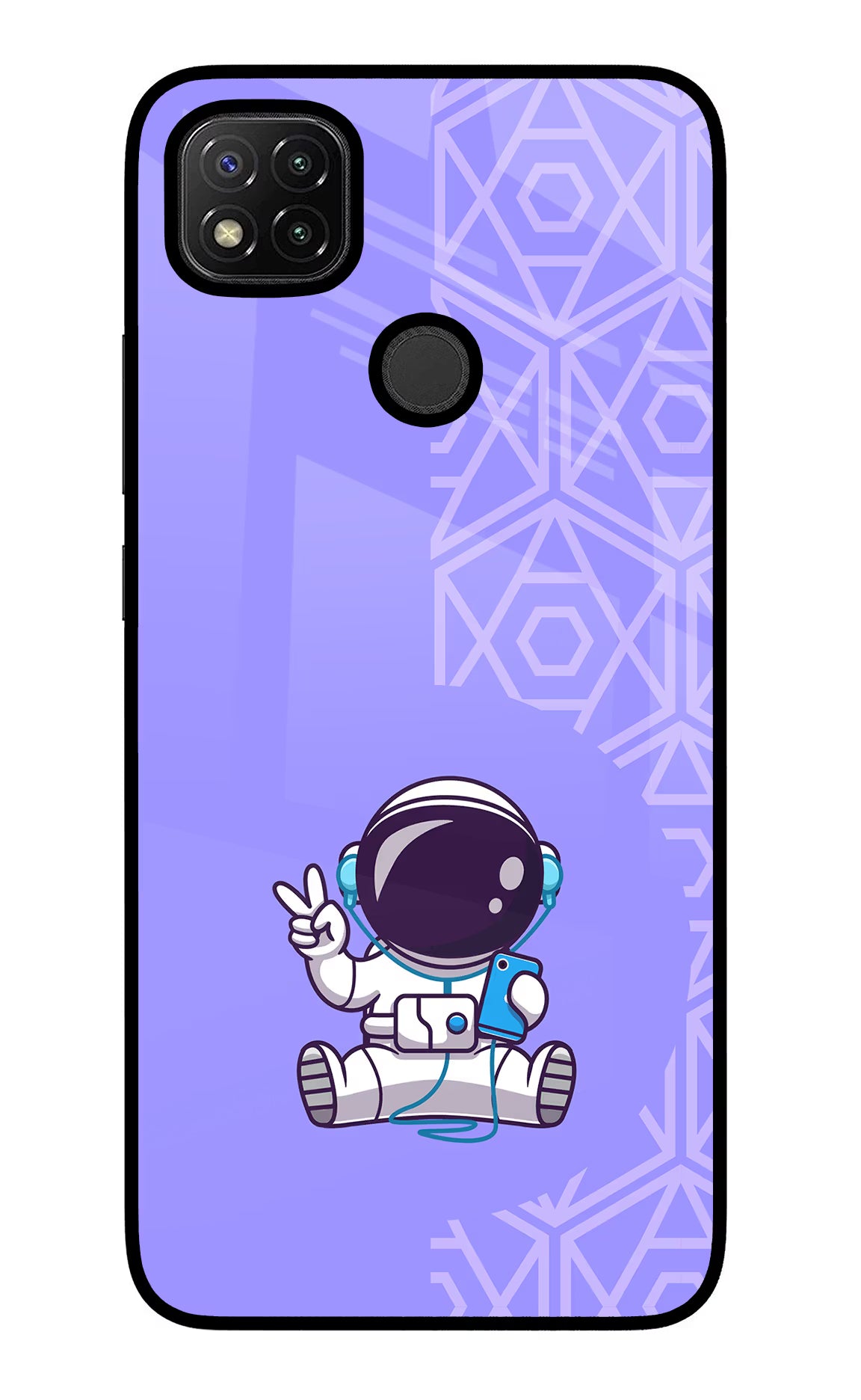 Cute Astronaut Chilling Redmi 9 Glass Case
