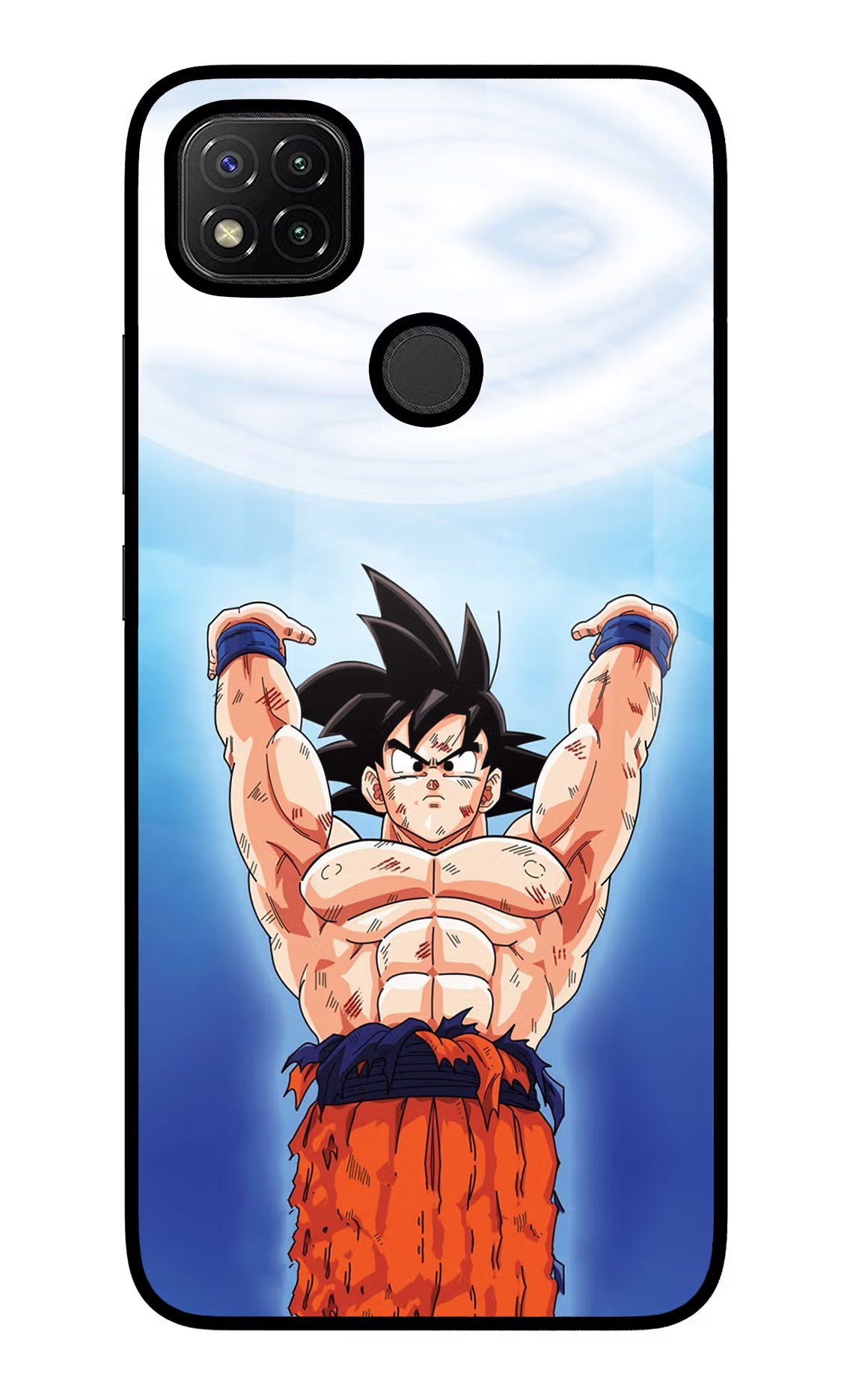 Goku Power Redmi 9 Glass Case Back Cover by Casekaro