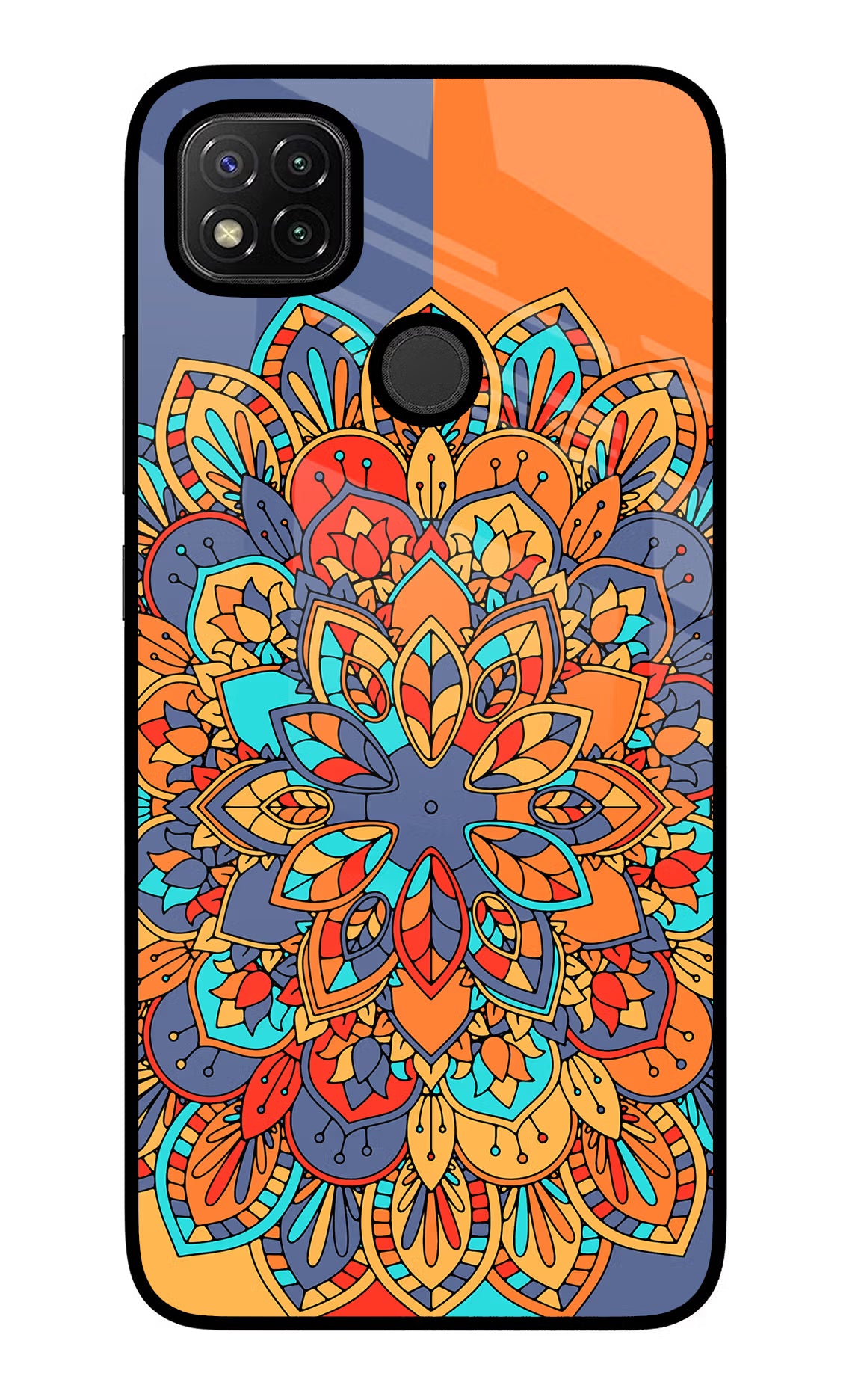 Color Mandala Redmi 9 Glass Case Back Cover by Casekaro
