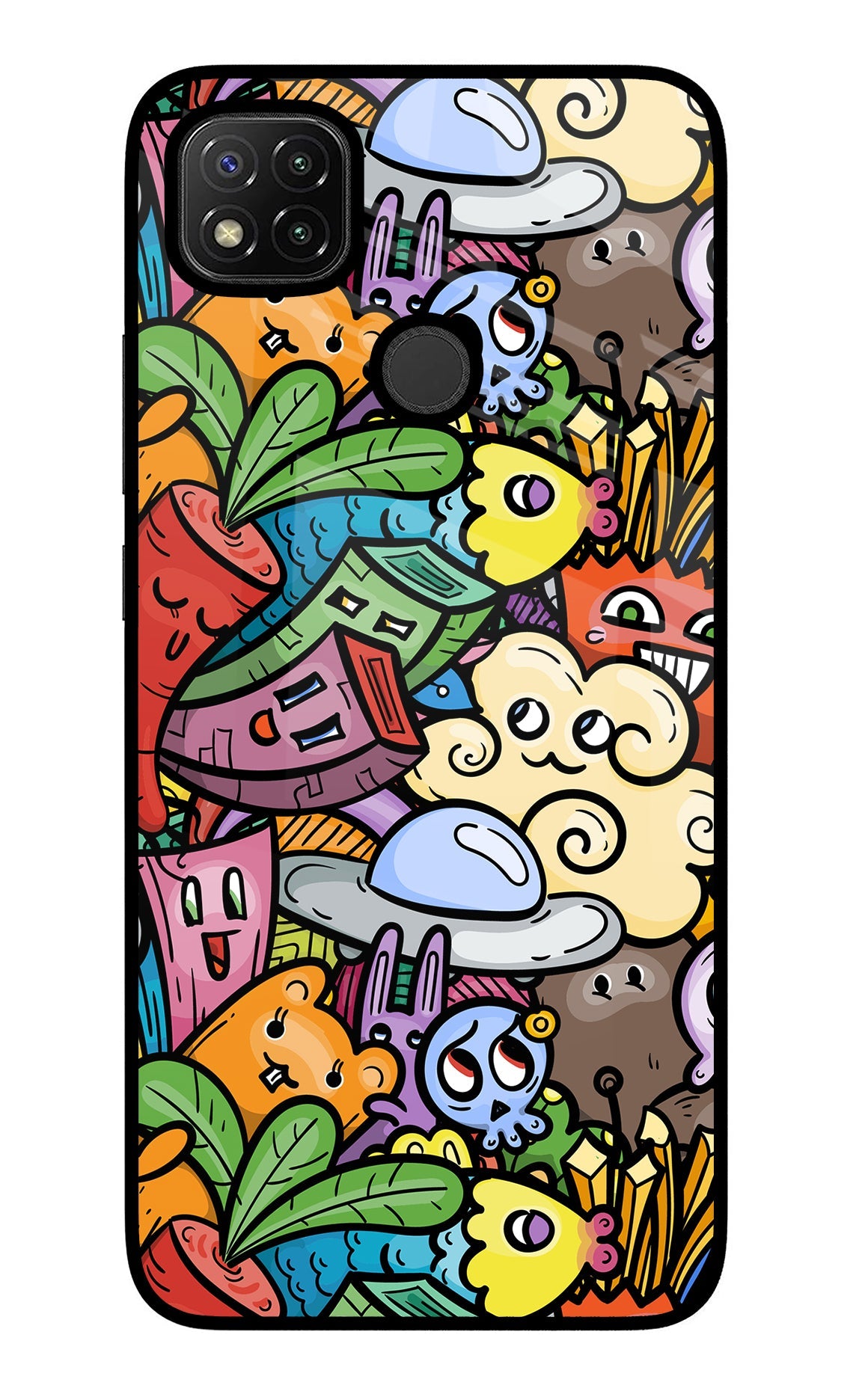 Veggie Doodle Redmi 9 Glass Case