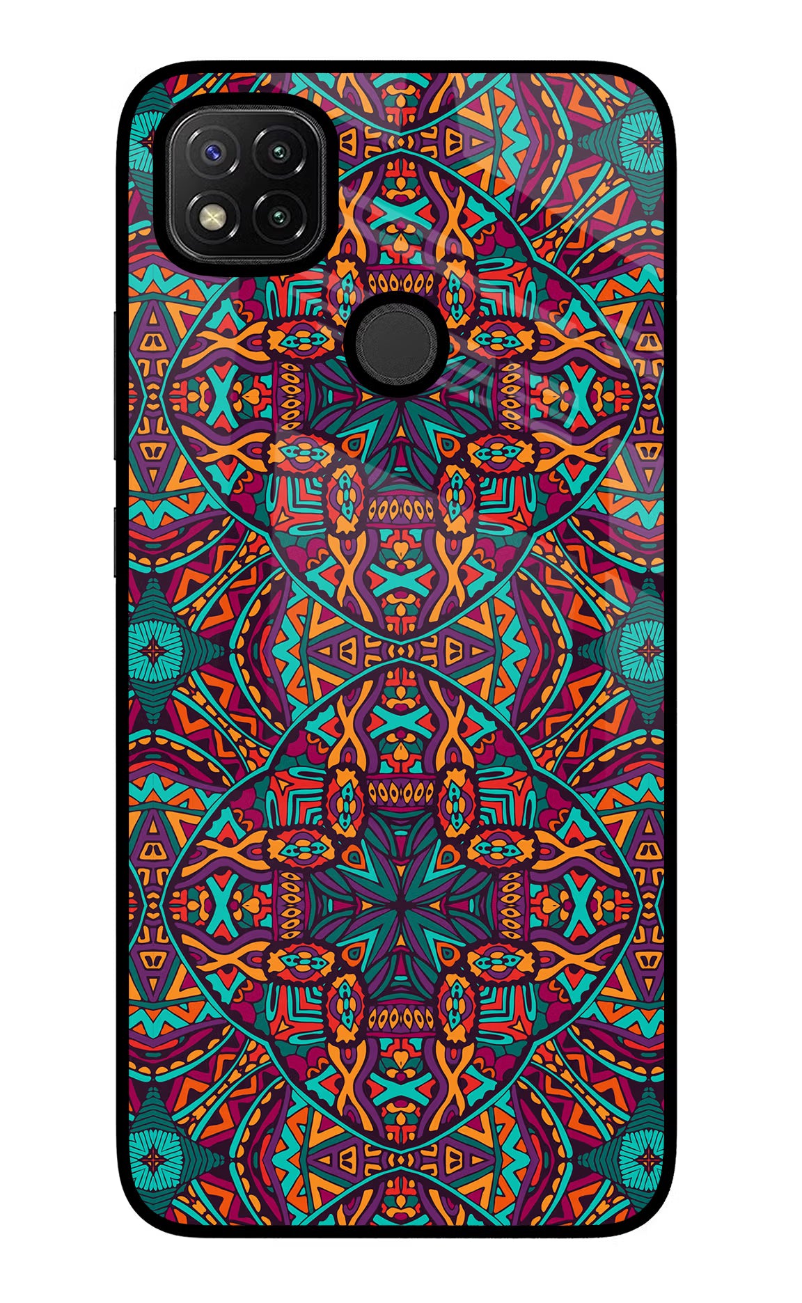 Colour Mandala Redmi 9 Glass Case Back Cover by Casekaro