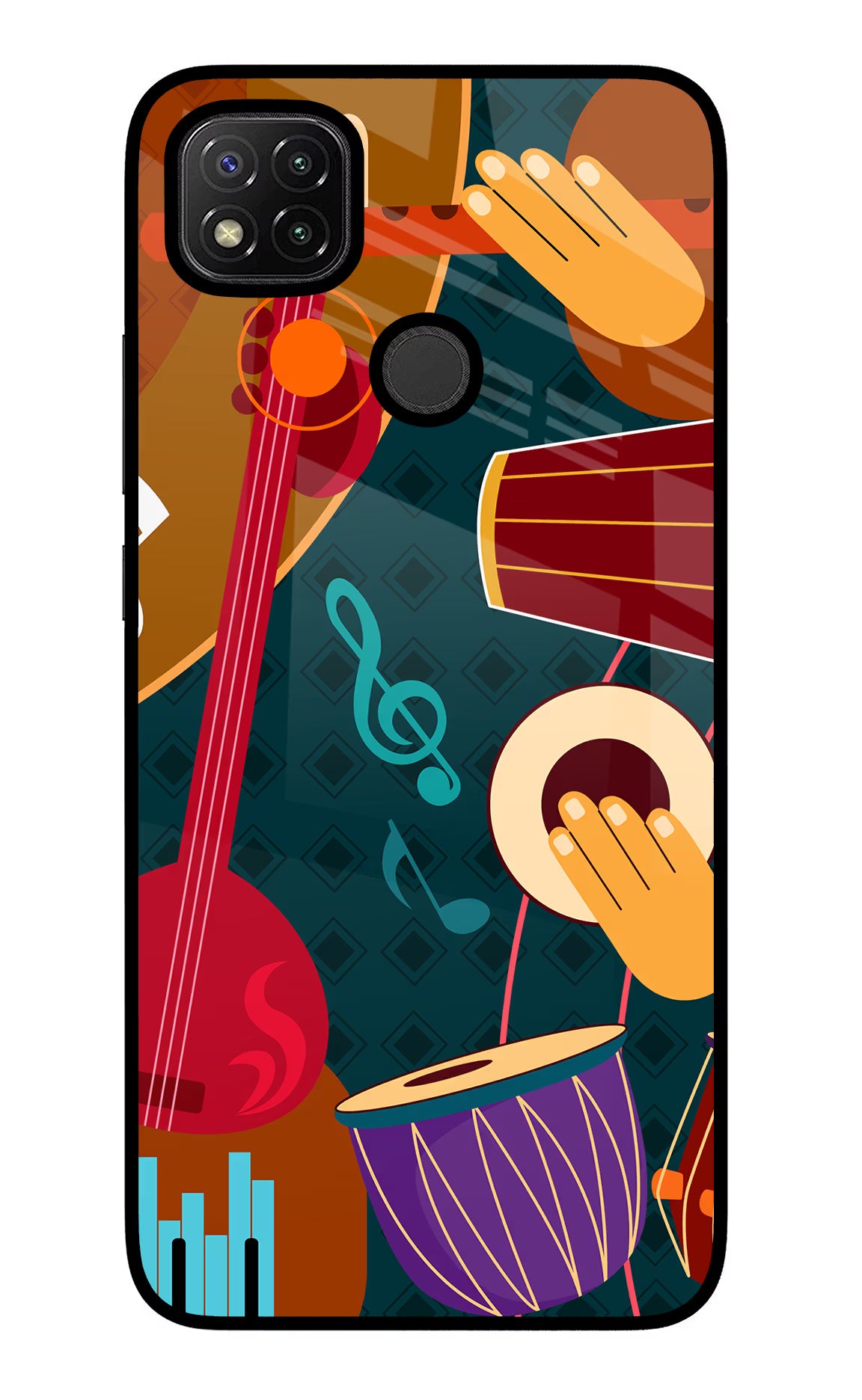 Music Instrument Redmi 9 Glass Case Back Cover by Casekaro