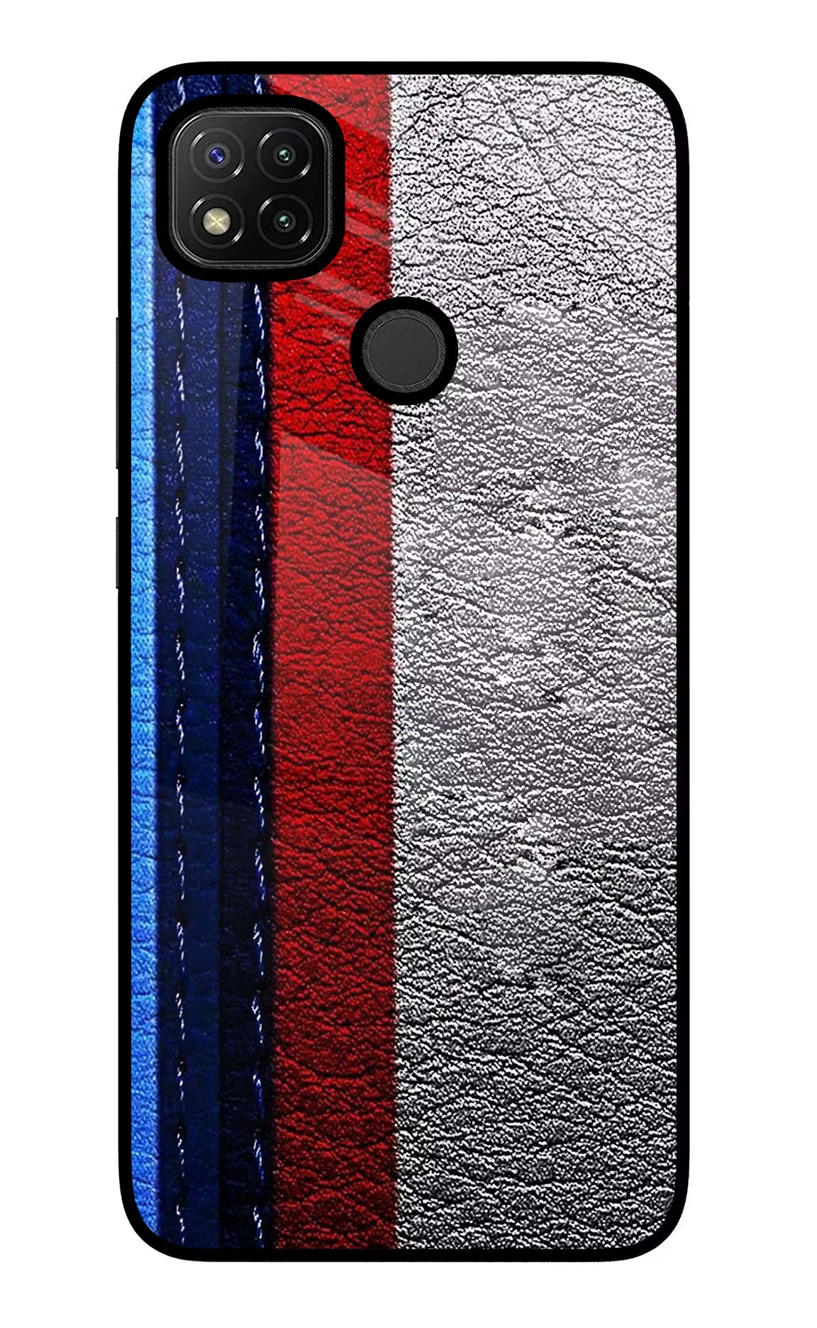 BMW Stripes Redmi 9 Glass Case Back Cover by Casekaro