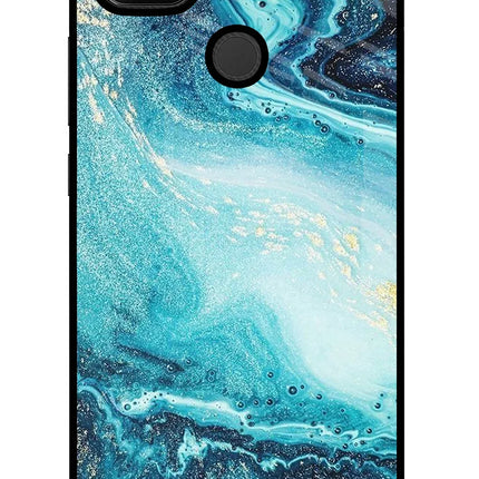 Blue Glitter Marble Redmi 9 Glass Case