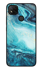 Blue Glitter Marble Redmi 9 Glass Case