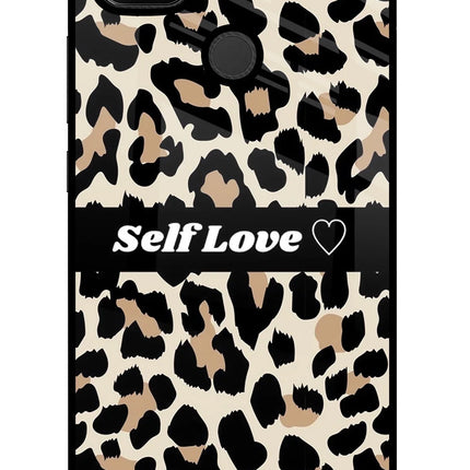 Leopard Print Self Love Redmi 9 Glass Case