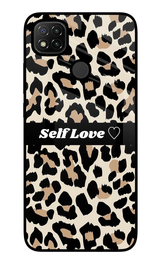 Leopard Print Self Love Redmi 9 Glass Case