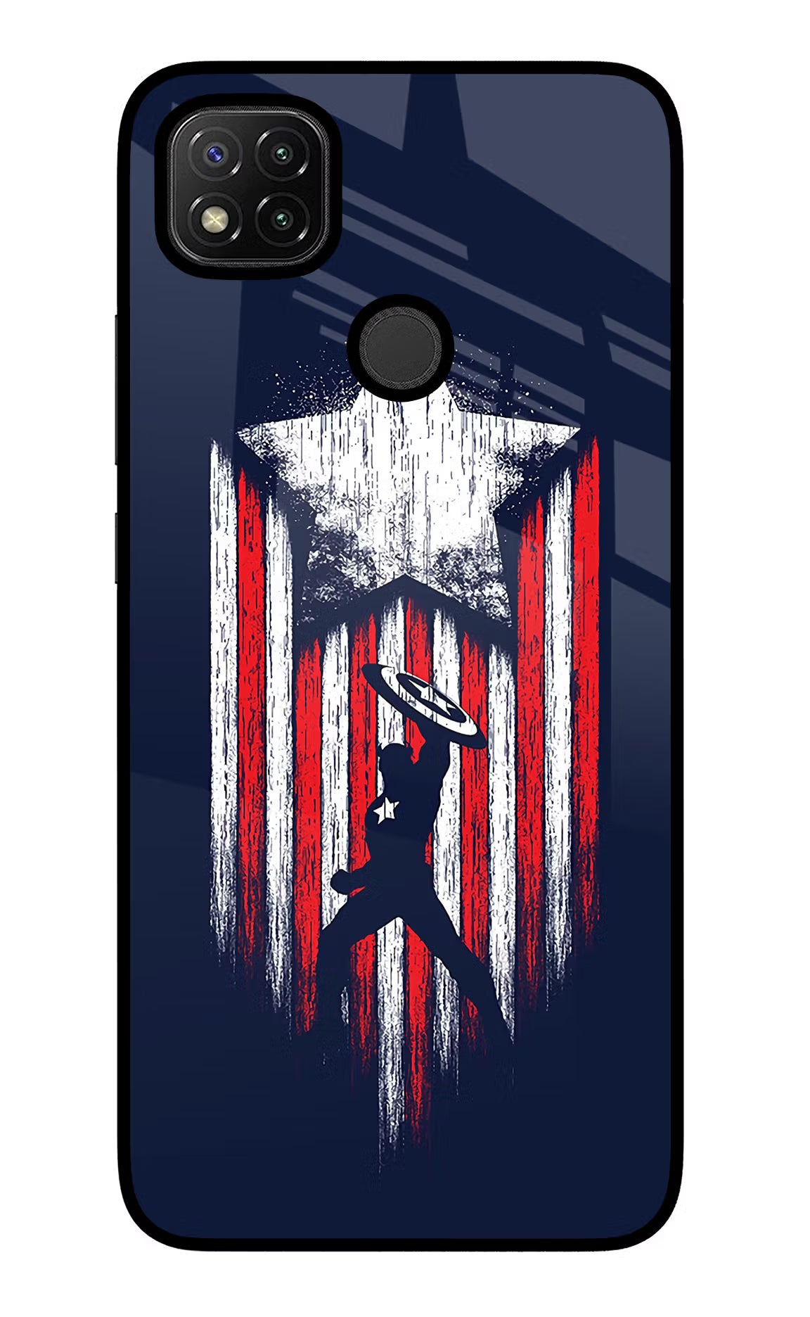 Captain America Marvel Art Redmi 9 Glass Case Back Cover by Casekaro