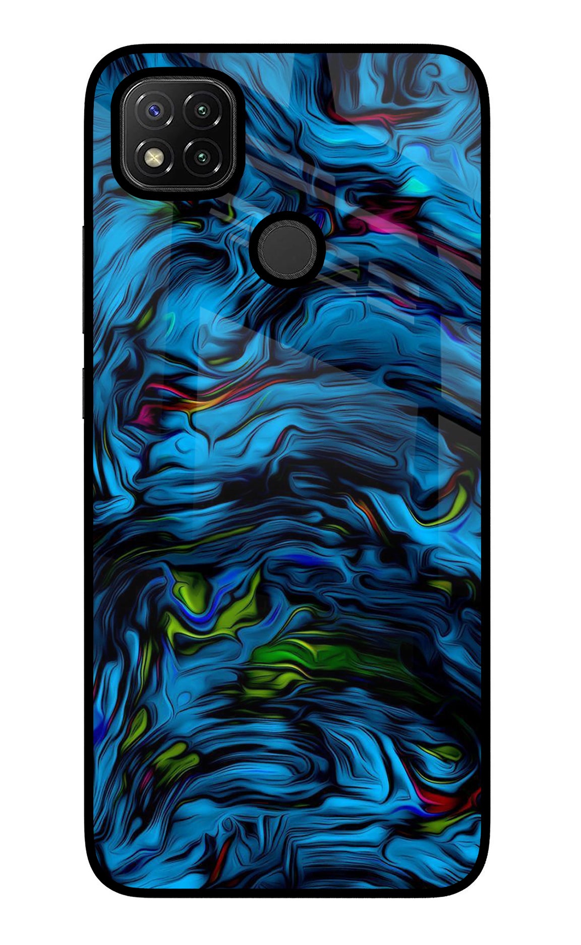 Dark Blue Abstract Redmi 9 Glass Case