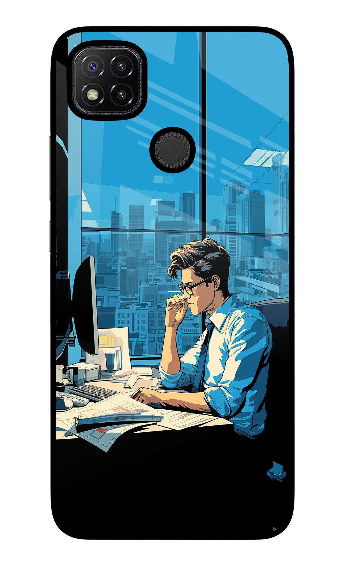 Focused Hustler (AI Generated) Redmi 9 Glass Case
