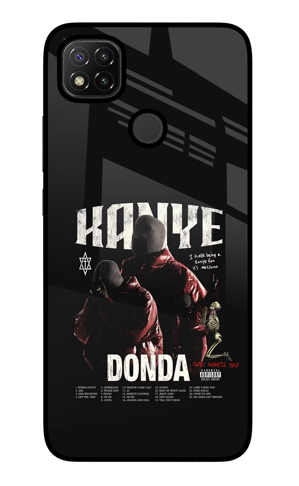 Donda Kanye West Redmi 9 Glass Case Back Cover by Casekaro