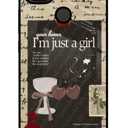 I am just a girl Redmi 9 Glass Case