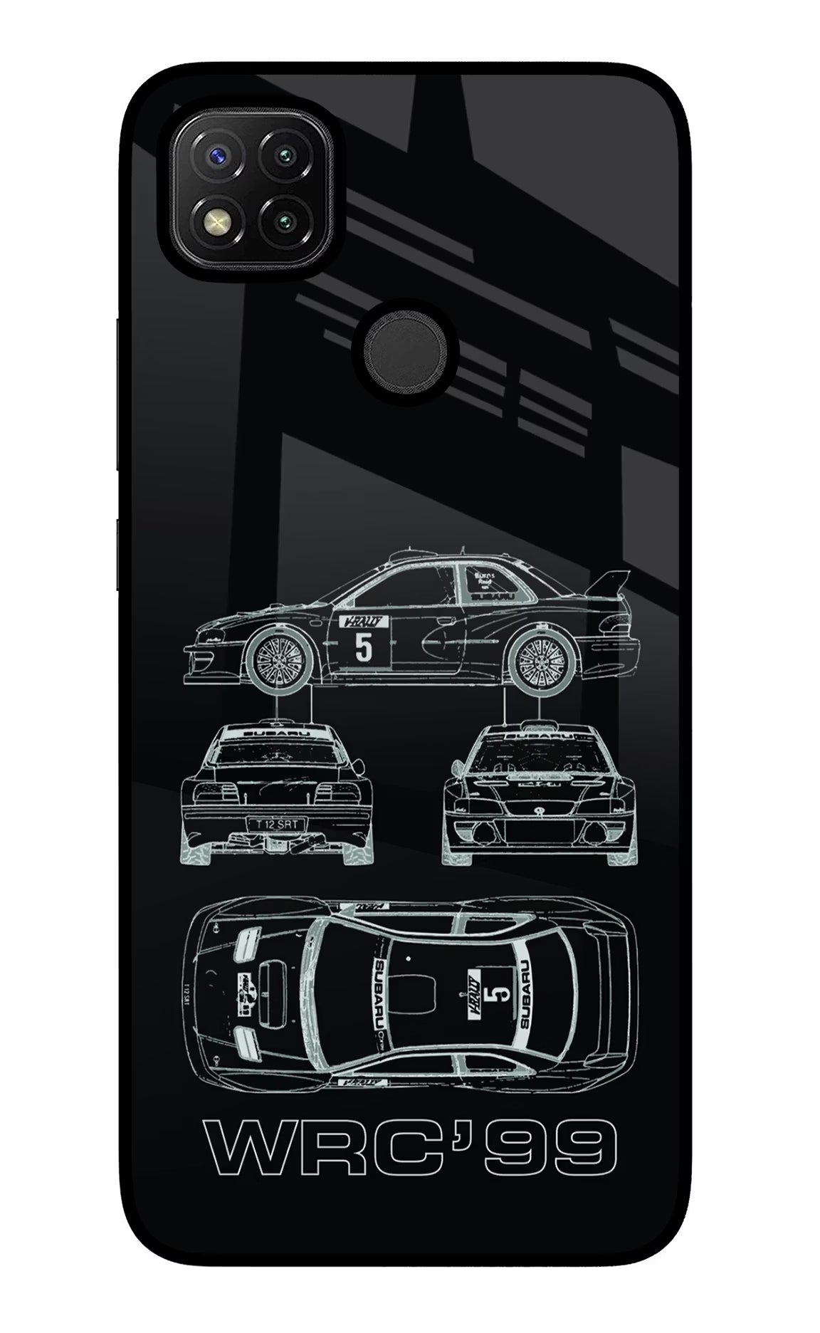WRC'99 Redmi 9 Glass Case Back Cover by Casekaro