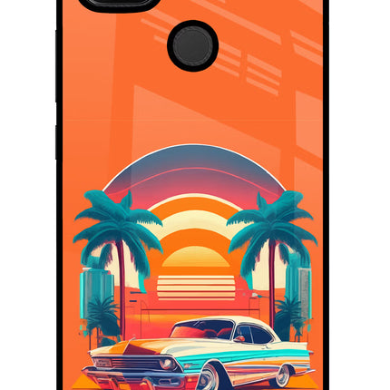 Palm Drive 80s Redmi 9 Glass Case