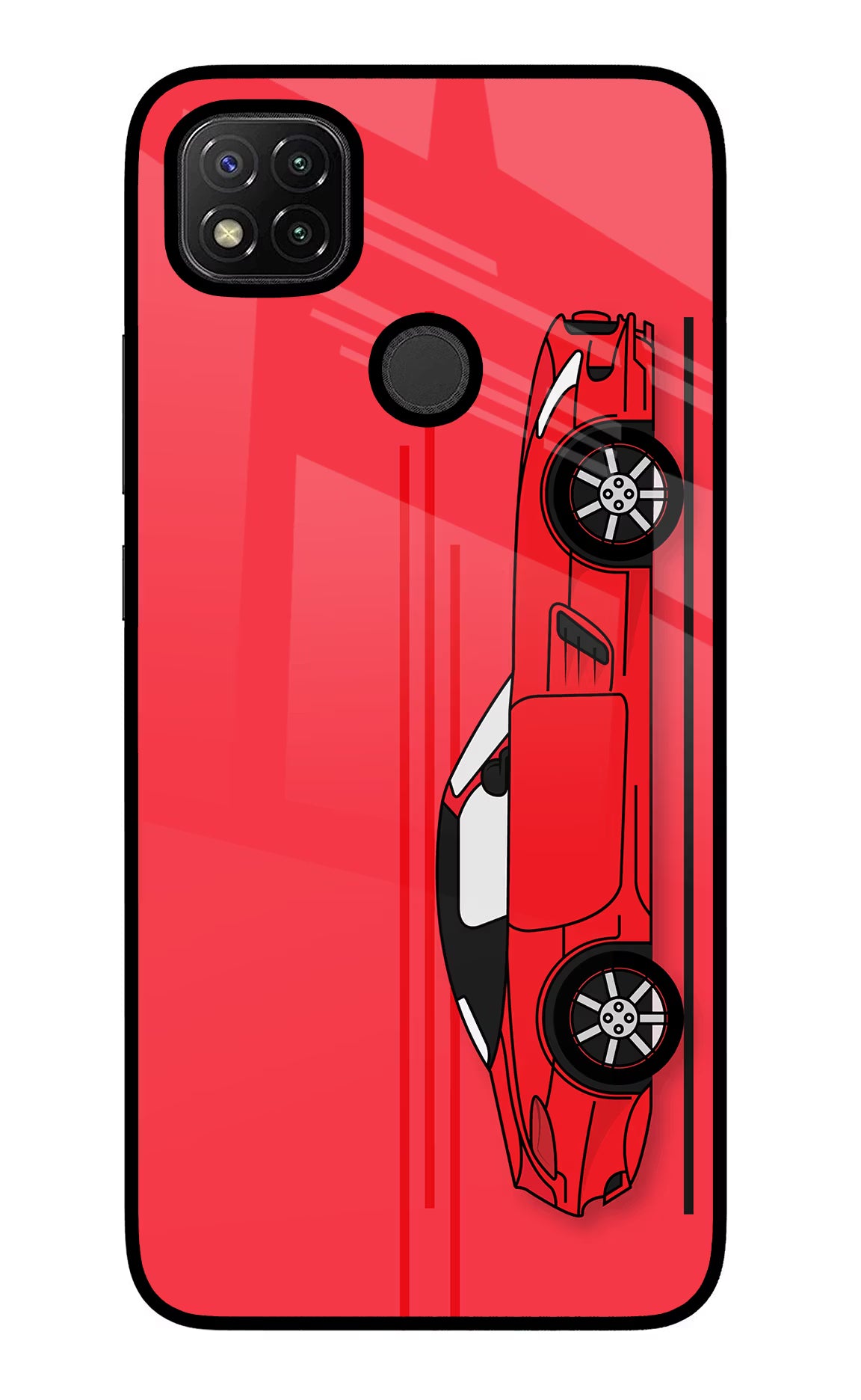 Red Velocity Redmi 9 Glass Case