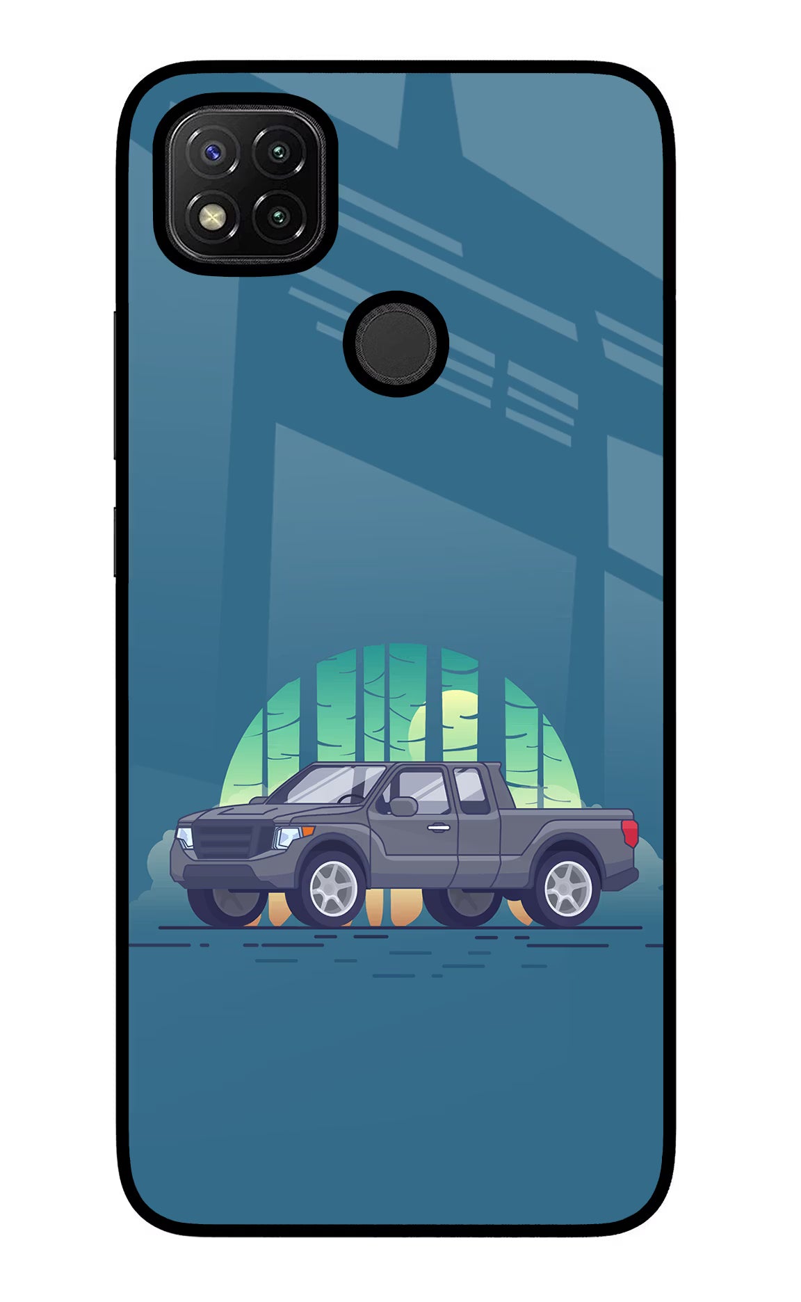 Retro Garage Vibe Redmi 9 Glass Case Back Cover by Casekaro