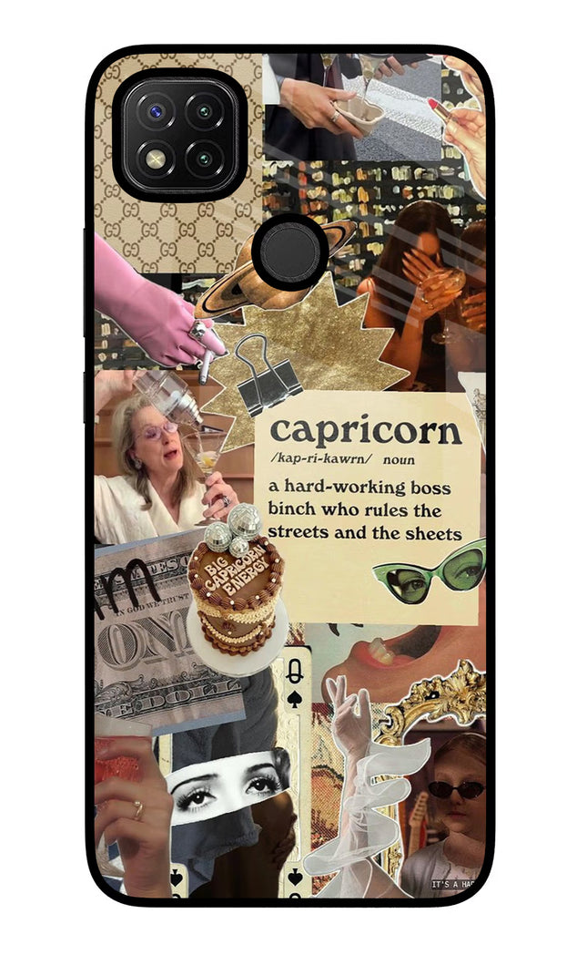 Capricorn Zodiac Redmi 9 Glass Case