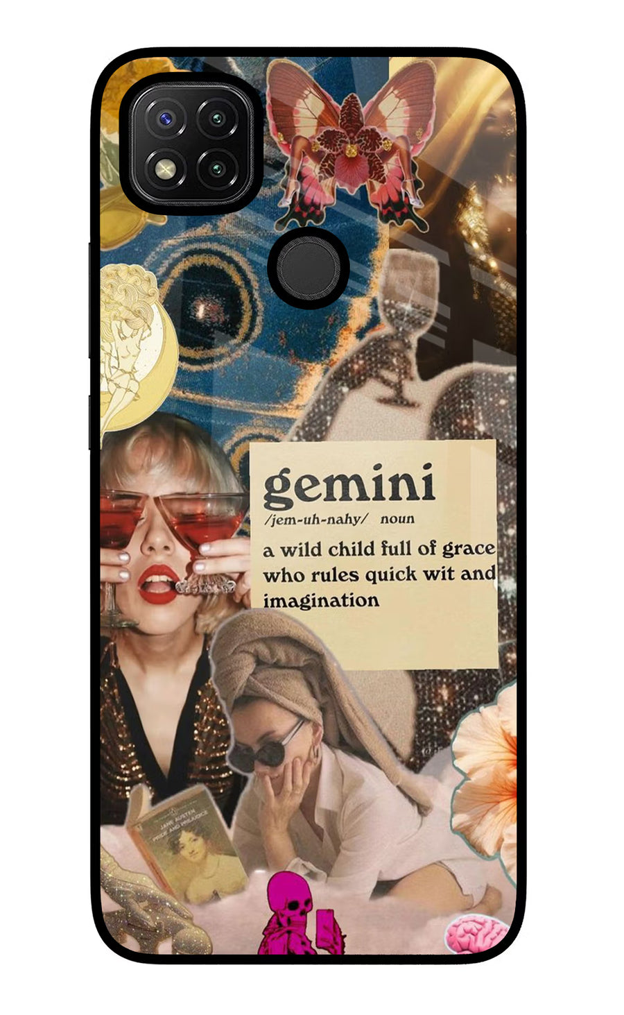 Gemini Zodiac Redmi 9 Back Cover, Glass case