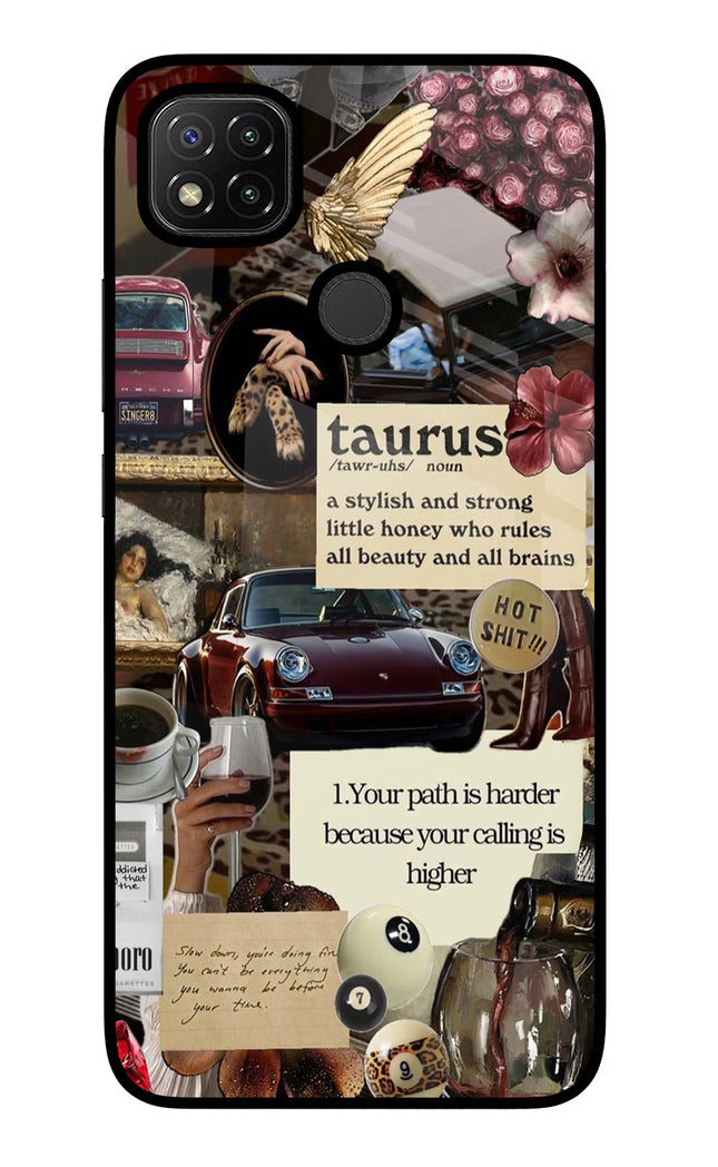 Taurus Zodiac Redmi 9 Glass Case
