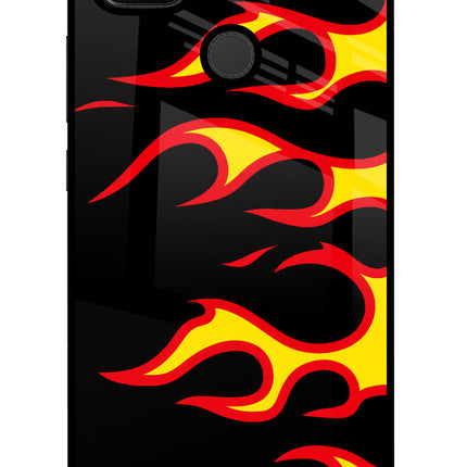 Side Sweep Flames Redmi 9 Glass Case